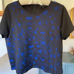 Women's black and royal blue cut out top